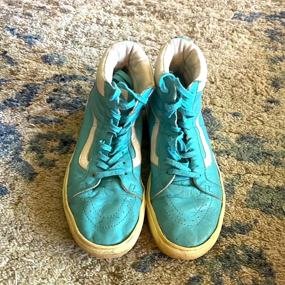 Turquoise blue van shoes In okay condition